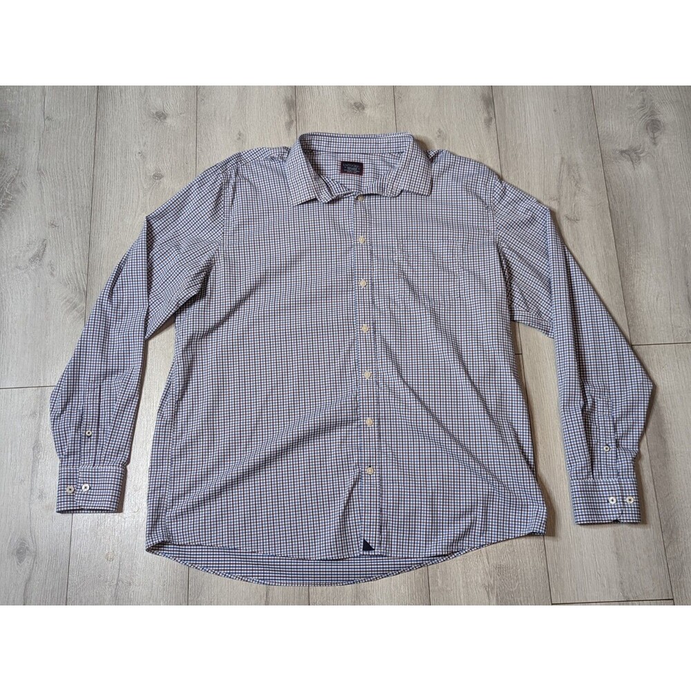 UNTUCKIT Mens Sz 3XL XXXL Blue  Purple White Gingham Check Long-Sleeve Button-Up